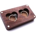Miniatyrbild 5 av 5: Träringbox, Förlovningsringbox i Trä med Hjärta för 2 Ringar, Bärbar Bröllopsringbox för Bröllop