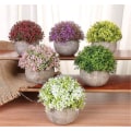 Miniatyrbillede 3 af 5: Kunstige Blomster Mini Kunstige Potter Falske Plastik Planter Kunstige Planter Hjemmekontor Badeværelse T