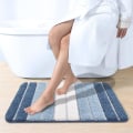 Miniatyrbillede 2 af 5: Bademåtte 40 x 60 cm Skridsikker Bademåtte Super Absorberende Vand, Maskinvaskbar, Mikrofiber Absorberende Badeværelsesgulvmåtte, Blå