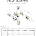 Miniatyrbillede 3 af 5: 100 stk. Fine Fuse Glass Fuse Glass Tube Fuses 0.2a-20a Amp Assorteret Kit Med Opbevaringsboks 5 X 20mm Assorteret Boks