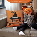 Miniatyrbilde 5 av 5: Happy Halloween putetrekk sett 18x18 stykker lin putetrekk gresskar heks slott trick or treat juledekorasjon for sofa soverom bil sengetøy