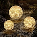 Pikkukuva 1 / 5: Puutarhan aurinkovalot, halkeileva lasipallo, vedenpitävä lämmin valkoinen LED ulkokoristeisiin, polku, patio, piha, nurmikko, 1 pallo (5,9 tuumaa)