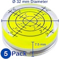 Miniatyrbild 2 av 5: Vattenpass, 5-pack, 32 mm diameter, precisionsvattenpass med luftbubbla, minivattenpass för kameror, camping och husvagn