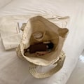 Miniatyrbillede 5 af 5: Kvinde Vævning Skuldertaske Håndlavet Halm Strandtaske Stor Kapacitet Rejsetaske Kvast Taske khaki