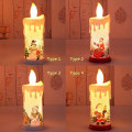Miniatyrbilde 4 av 5: Flammeløse stearinlys, julelys varmt hvitt flammefritt stearinlys med snømann julenisse mønster batteridrevet julelys nattlys for fest Chri