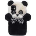 Pikkukuva 1 / 5: iPhone 11 Panda -kotelo Pehmeä turkis 3D Käsintehty pörröinen turkis Piirretty söpö Panda Tyylikäs rusetti Pehmokuori Kotelo lapsille Tytöille Ihana Hauska Lämmin Pehmeä