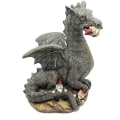 Miniatyrbillede 1 af 5: Vred drage, der spiser nisser, havestatue, dinosaur, der spiser nisser, dyrefigurer, harpiksskulptur til indendørs og udendørs dekoration, terrasse, græsplæne eller