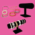 Miniatyrbillede 5 af 5: Smykkeholder i ét stykke, sort fløjl urdisplayholder/armbåndsholder - Displayholder/urdisplayholder til mænd - Armbånds- og halskædeorganisator