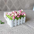 Miniatyrbillede 3 af 5: 1 sæt hvidt træhegn kunstig blomst blomsterholder hjem haveindretning