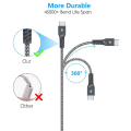 Miniatyrbillede 4 af 5: Stærkt USB-C opladnings- og datakabel med høj holdbarhed (1 m) til USB Type-C-kompatible enheder, herunder Apple iPad Pro 12,9\" 11\" 2022/2