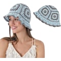 Miniatyrbilde 1 av 5: Boho Heklet Bøttehatt for Kvinner Blomster Håndlaget Beanies Hat Hul Håndstrikket Casual Strandhatt for Ferie
