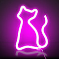 Pikkukuva 1 / 5: Led-neonkyltit seinäkoristeluun, USB- tai paristoilla toimiva, yövalot, lamput, taidekoristelu, seinäkoristelu, pöytälamput - Kissa - Vaaleanpunainen