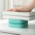 Miniatyrbillede 5 af 5: Bærbar smykkeskrin-arrangør PU-læder Mini rejse smykkeskrin til ringe, øreringe, halskæde, armbånd, smykker til kvinder, piger, blå