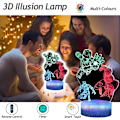 Miniatyrbillede 2 af 5: Spiderman-legetøj til drenge, superhelte 3D natlys illusion lampe med timing fjernbetjening smart touch farver skiftende, 3 mønstre