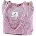 Miniatyrbilde 1 av 5: Cordfløyel Tote Bag for kvinner Canvas Skulder Cord Veske med Innerlomme