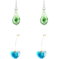 Miniatyrbillede 1 af 5: Håndlavede vanddråbeformede spiralformede lampwork-modeglasperle-vedhængsøreringe