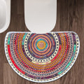 Miniatyrbillede 3 af 4: Halvrund boheme bademåtte, ultra blød og vandabsorberende bademåtte, boho mandala badetæppe, maskinvask/tørring, 30x 20 tommer