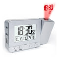 Miniatyrbild 1 av 5: Projektionsväckarklocka för sovrum, stor väckarklocka med projektion på taket med USB-port, batteribackup - silver