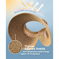 Miniatyrbillede 2 af 5: Solskærm Hatte til Kvinder Bred Skygge Halm Roll-Up Hestehale Sommer Strand Hat UV UPF Pakkelige Foldbare Rejser