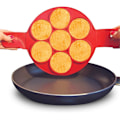 Miniatyrbillede 2 af 5: Nonstick silikone æggering pandekageform, 7 huller kageform silikoneforme, genanvendelig rød non-stick ægformer