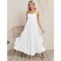 Miniatyrbillede 2 af 5: 2023 Sommerkjoler til kvinder Solid Casual Loose Bohemian Kjole Spaghetti Stropper Maxi Kjole M01