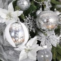 Miniatyrbild 5 av 5: Julstjärna blommor 30 st glitter julstjärna julgransprydnader konstgjorda blommor för julgran 5,12 tum-silver