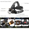 Miniatyrbillede 4 af 5: Genopladelig LED-hovedlampe, superlys 50.000 lumen 4 LED-tilstande, sensor og rødt lys, USB-genopladelig 5200 mAh