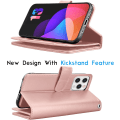 Pikkukuva 5 / 5: Lompakko Kotelo iPhone 13 Pro Max (6,7 tuumaa) 2021 Luksus ID Raha Luottokorttipaikat Pidike Kantolaukku Folio Flip PU Nahka - Rose Gold