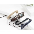 Miniatyrbillede 5 af 5: Heyone 2 stk. sæt multi-lagdelt ondt øje læderarmbånd til mænd flettet reb armbånd beskyttelse smykker