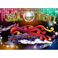Pikkukuva 5 / 5: 70-luvun teemallinen valokuvaustausta 70- ja 80-lukujen disco-tanssi Prom-juhlan koristeluun Neon Glow -taustakuva Studio rekvisiitta Banneri 7x5ft