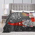 Miniatyrbillede 4 af 5: Ansigtsklud Uldtæppe, Glædelig Jul Dværg Julegave Snefnug Sengetæppe til Sofa, Blødt og behageligt Mikrofiberpude 203,2 X 152,4 cm