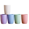 Miniatyrbild 5 av 5: Ekologisk återanvändbar mugg för vuxna (12oz), vetehalm biologiskt nedbrytbar hälsomugg set om 5 - Flerfärgad, diskmaskinssäker - Beige