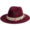 Miniatyrbillede 1 af 5: Damefilt Fedora Hat Bredskygget Panama Hatte med Kvast
