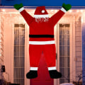 Miniatyrbild 1 av 5: Hängande tomte från taket, juldekorationer utomhus klättrande tomte tomtedräkt utomhus juldekorationer julgårdsornament f
