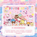 Miniatyrbilde 2 av 5: Kitty bursdag dekorasjoner bakteppe Kawaii festutstyr Happy Birthday Banner, 70-47 tommer vegg - Store dekorasjoner Kitty bursdag