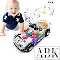 Pikkukuva 2 / 5: Läpinäkyvä leluauto - näkyvällä värikkäällä vaihteistolla, valoilla ja äänillä Läpinäkyvä sähköautolelu LED-valaistustehosteet (poliisiauto)