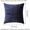 Miniatyrbillede 4 af 5: Blå Pudebetræk til Sofa Navy Dekorative Pudebetræk Sæt af 2 Stribet Plys Corduroy Sofa Bænk Soveværelse, 18x18 tommer, Navy Blå