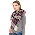 Miniatyrbillede 7 af 7: Mode Vinter Varmt Stort Tartan Tæppe Plaid Sjal SJ-10# Wine red 135x135x200cm