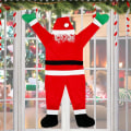 Miniatyrbild 5 av 5: Hängande tomte från taket, juldekorationer utomhus klättrande tomte tomtedräkt utomhus juldekorationer julgårdsornament f