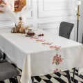 Miniatyrbild 2 av 5: Broderad blommig duk Rektangulär duk Lång bordsduk för kök Matplats, Fest, Semester, Jul, Buffé (Rosa, 53\"x39\")
