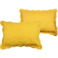 Miniatyrbilde 1 av 5: 2-delt brodert bomull quiltet senge putevar Rustic Solid Color Soft dekorative putetrekk sett (Gul, 20\"x28\")