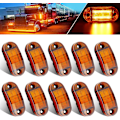 Miniatyrbillede 1 af 5: 10 stk. ravfarvede 12-24v 6LED sidemarkør indikatorlys 2,5 tommer vandtæt forseglet sideafstandsmærke lyslampe til trailer lastbil foran