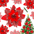 Miniatyrbillede 1 af 5: Julepynt, Kunstig Juleblomst, Glitrende Juletræguirlande, Til Juletræ, Bryllupsfestdekorationer-20 STK, Rød