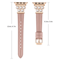 Miniatyrbilde 3 av 10: Passer til Apple watchS10-1 generasjons klokkearmbånd mikrofiber skinn liten midje perle moterem Black 38mm/40mm/41mm/42（series10）