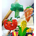 Miniatyrbillede 4 af 5: 8 stk. Gaint Furit Vegetable Foil Balloner Søde Helium Mylar Jordbær Drue Banan Appelsin Majs Gulerod Tomat Broccoli