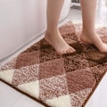 Miniatyrbild 4 av 5: Gradient Diamant Badrumsmatta Mikrofiber Mjuk Shaggy Badmatta Halkskyddande Absorberande Plysch Golvmattor Matta för Badkar Dusch Badrum (Brun, 24\"x35\")