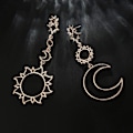Miniatyrbillede 5 af 5: Øreringe til arbejde Små guld chunky hoops kæde hoops røde ørestikker til kvinder 1 par stilfulde søde stjerne måne øreringe (guld, one size)