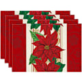 Miniatyrbild 1 av 5: Vattenfärg Julstjärna Röd Juldukar Set om 4, 12x18 Tum Säsongsbetonade Vinter Jul Bordsmattor för Fest Kök Mat Dekoration