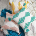 Miniatyrbilde 4 av 4: Dekorative Boho Tufted Geometriske Pynteputer Trekk med Dusker Kvadratiske Pynteputer Trekk for Seng Sofa Stol(Grønn, 18\"x18\")