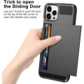 Pikkukuva 2 / 5: iPhone 13 Pro Max -kotelo lompakko, luottokorttipidike, ID-paikka, liukuva ovi, piilotettu tasku, miehille ja naisille, naarmuuntumaton, kaksikerroksinen